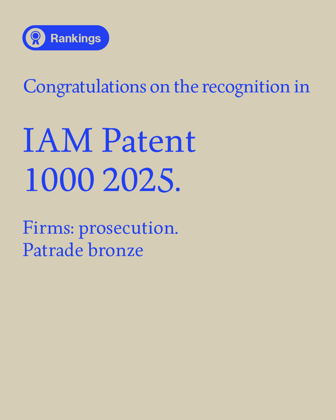 30 years of patent expertise resonates in IAM Patent 1000 2025
